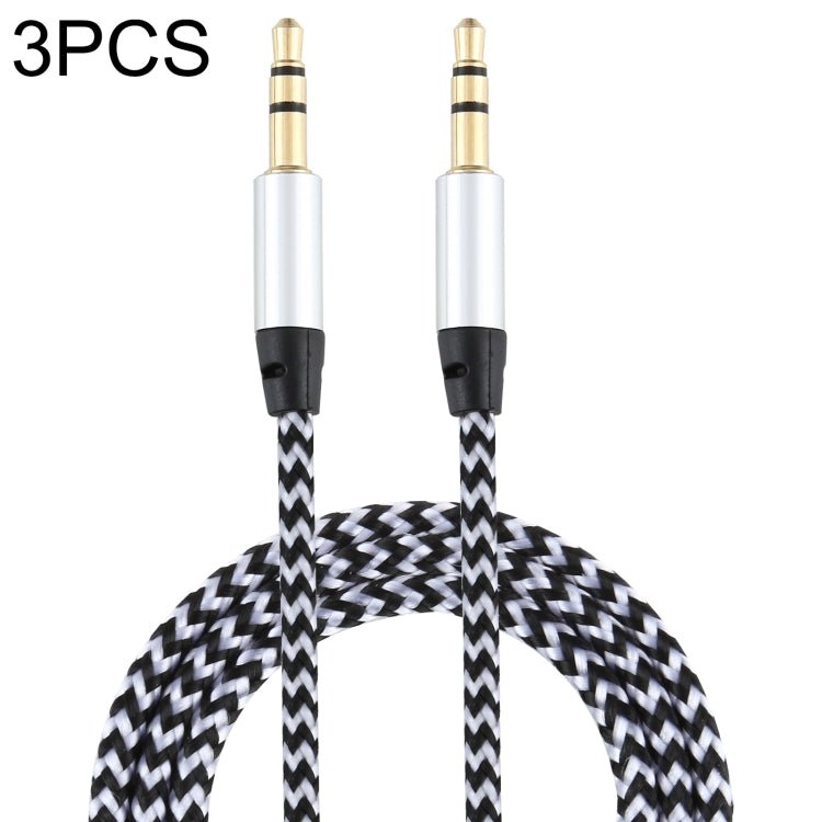 3 PCS K10 3.5mm Male to Male Nylon Braided Audio Cable, Length: 1m - ORIWHIZ
