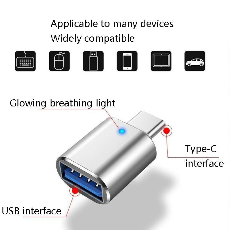 3 PCS USB 3.0 Female to USB - C / Type - C Male OTG Adapte with Indicator Light, 3 PCS with Indicator - ORIWHIZ