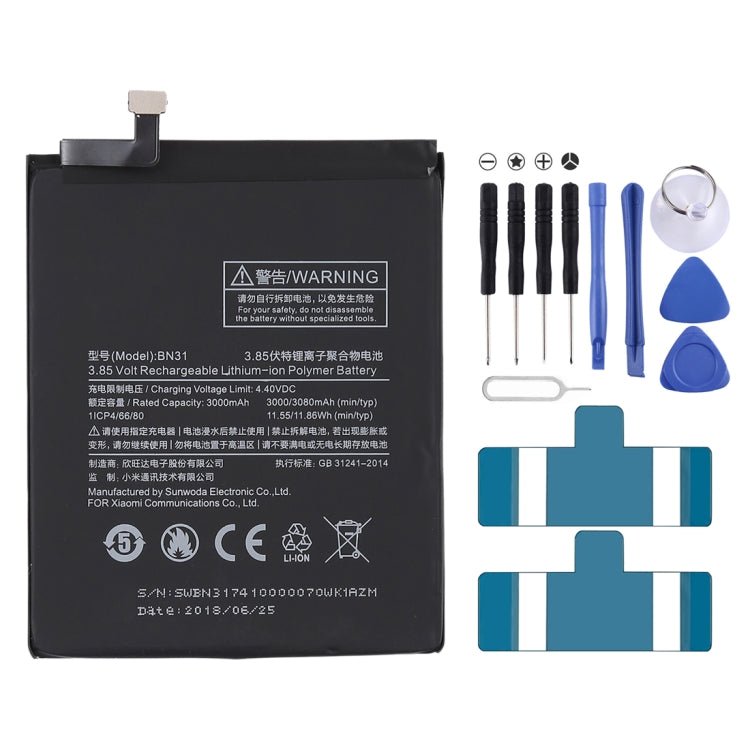 3000mAh Li - Polymer Battery BN31 for Xiaomi Mi 5X / Note 5A, For Mi 5X / Note 5A - ORIWHIZ
