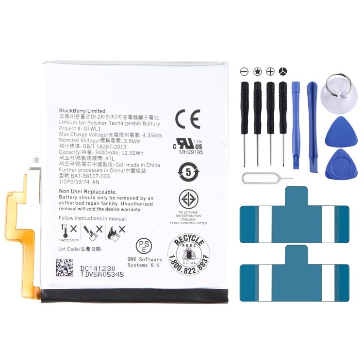 300mAh Battery Replacement, For Alcatel One Touch EE60 4G Y854VB TLiA2, For Blackberry Z20 / Z30, For Blackberry KEY2, For Blackberry Key One / DTEK70, For Blackberry Classic / Q20, For Blackberry Passport Q30, For Blackberry M - S1 Bold 9000/9700 - ORIWHIZ
