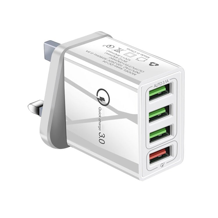 30W QC 3.0 USB + 3 USB 2.0 Ports Mobile Phone Tablet PC Universal Quick Charger Travel Charger, UK Plug, UK Plug - ORIWHIZ