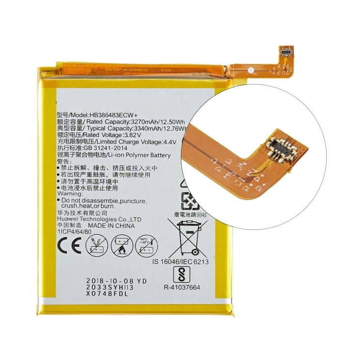 3340mAh HB386483ECW Li - Polymer Battery Replacement for Huawei G9 Plus / G8 / Honor 6X, For Huawei G9 Plus - ORIWHIZ