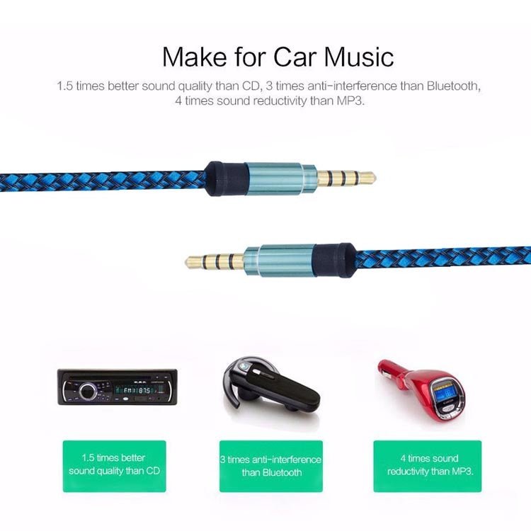 3.5mm Male To Male Car Stereo Gold - Plated Jack AUX Audio Cable For 3.5mm AUX Standard Digital Devices, 3m, 1.5m - ORIWHIZ