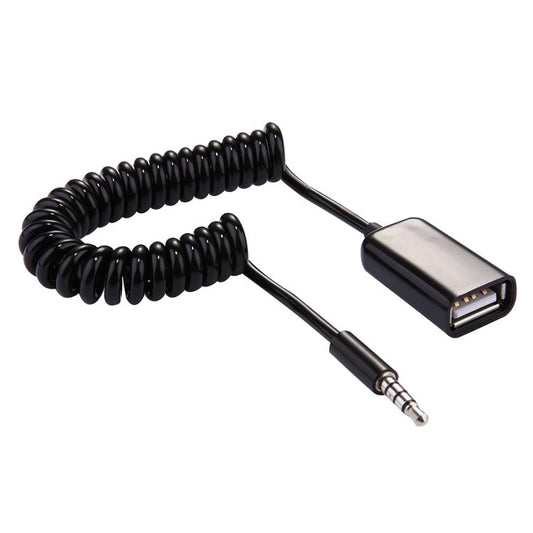 3.5mm Male to USB 2.0 Female Audio Converter Retractable Coiled Cable for Car MP3 Speaker U Disk, Length: 1m, 3.5mm Male to USB 2.0 Female - ORIWHIZCar Replacement PartsDIY CablesIn Car