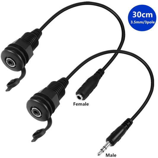 3.5mmTRS Stereo Thread Fixed Embedded Ground Plug Panel Audio Cable, Length: 0.3m, Male to Female, Female to Female - ORIWHIZ