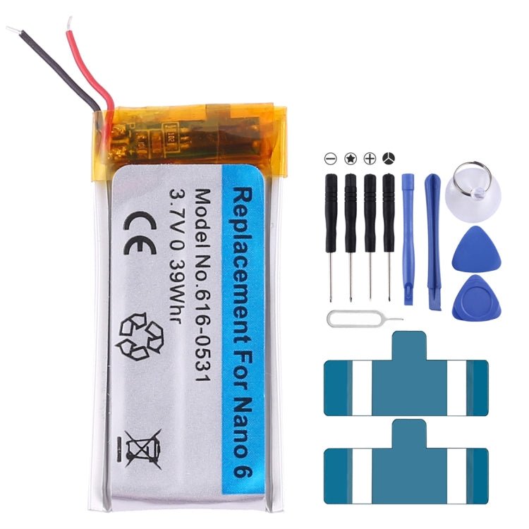 3.7V 0.39Whr For iPod nano 6 Rechargeable Replacement Li - polymer Battery, For iPod nano 6 - ORIWHIZ