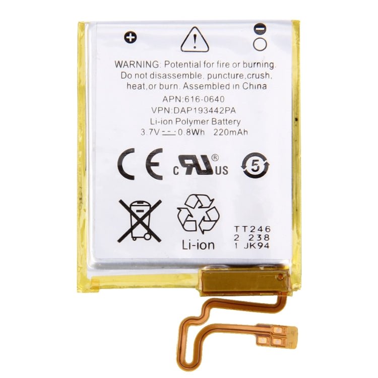 3.7V 220mAh Rechargeable Li - Polymer Battery for iPod nano 7th, For Apple iPod nano 7 - ORIWHIZ