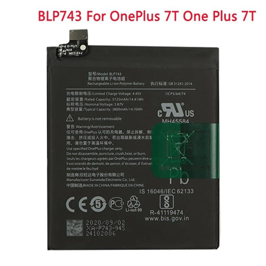 3800mAh BLP743 for OnePlus 7T Li - ion Polymer Battery, For OnePlus 7T - ORIWHIZ