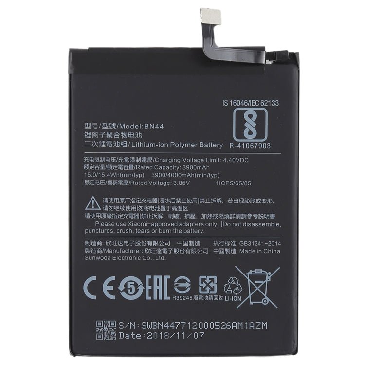 3900mAh BN44 for Xiaomi Redmi 5 Plus Li - Polymer Battery, For Redmi 5 Plus - ORIWHIZ