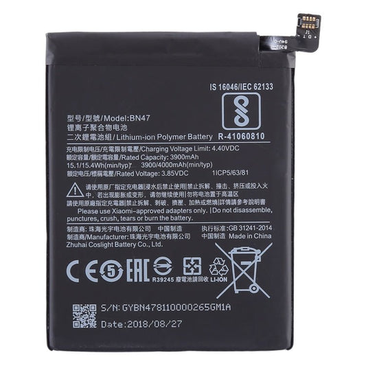 3900mAh BN47 for Xiaomi Redmi 6 Pro Li - Polymer Battery, Redmi 6 Pro - ORIWHIZ