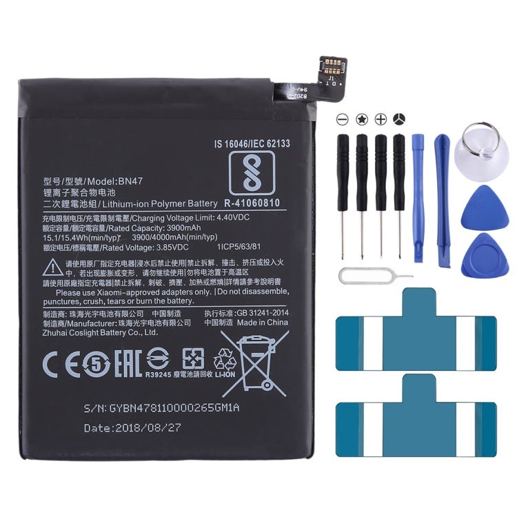 3900mAh BN47 for Xiaomi Redmi 6 Pro Li - Polymer Battery, Redmi 6 Pro - ORIWHIZ