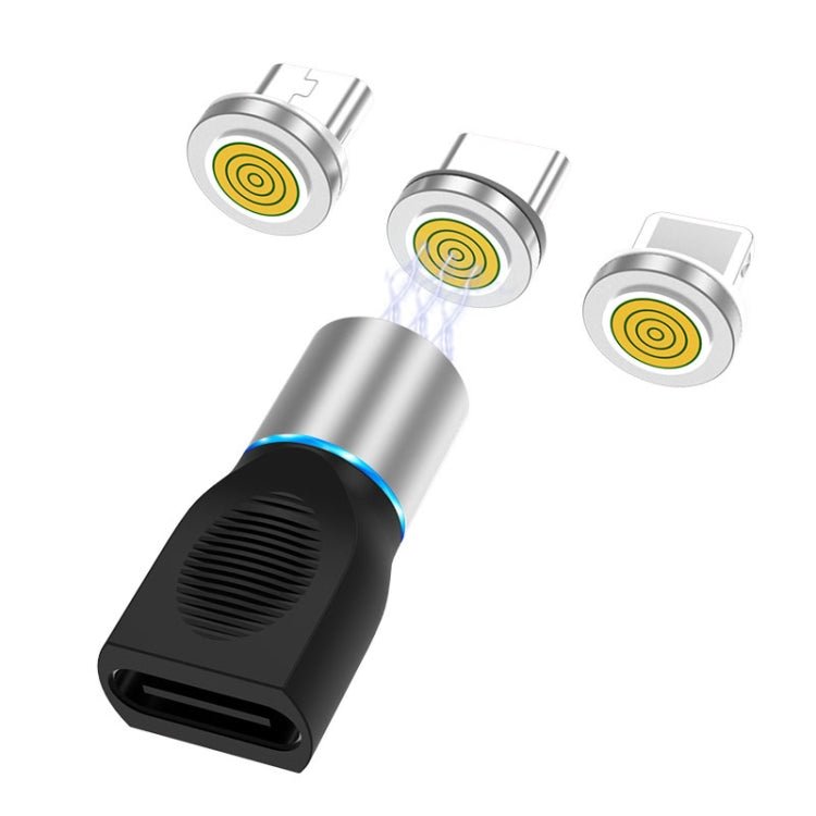 4 in 1 3A 8 Pin & USB - C / Type - C & Micro USB Zinc Alloy Magnetic Charging Head + USB - C / Type - C Magnetic Charging Adapter Set, USB - C / Type - C - ORIWHIZ