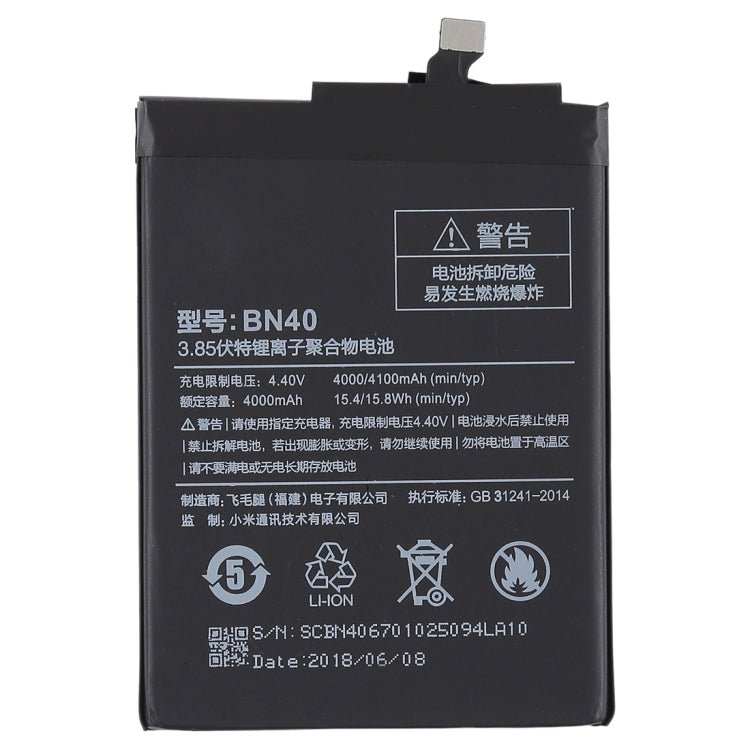 4000mAh BN40 for Xiaomi Redmi 4 Prime Li - Polymer Battery, For Redmi 4 Prime - ORIWHIZ