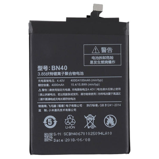4000mAh BN40 for Xiaomi Redmi 4 Prime Li - Polymer Battery, For Redmi 4 Prime - ORIWHIZ
