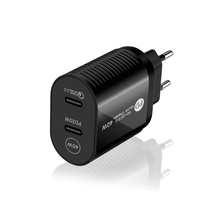 40W Dual Port PD / Type - C Fast Charger with Type - C to Type - C Data Cable, EU Plug, EU Plug + Type - C to Type - C Cable - ORIWHIZ