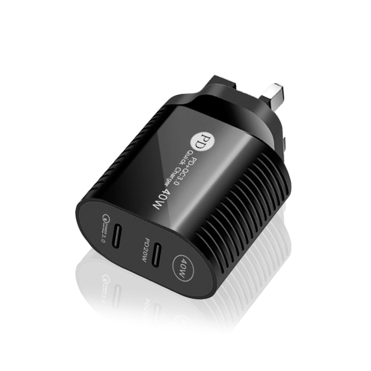 40W Dual Port PD / Type - C Fast Charger with Type - C to Type - C Data Cable, UK Plug, UK Plug + Type - C to Type - C Cable - ORIWHIZ