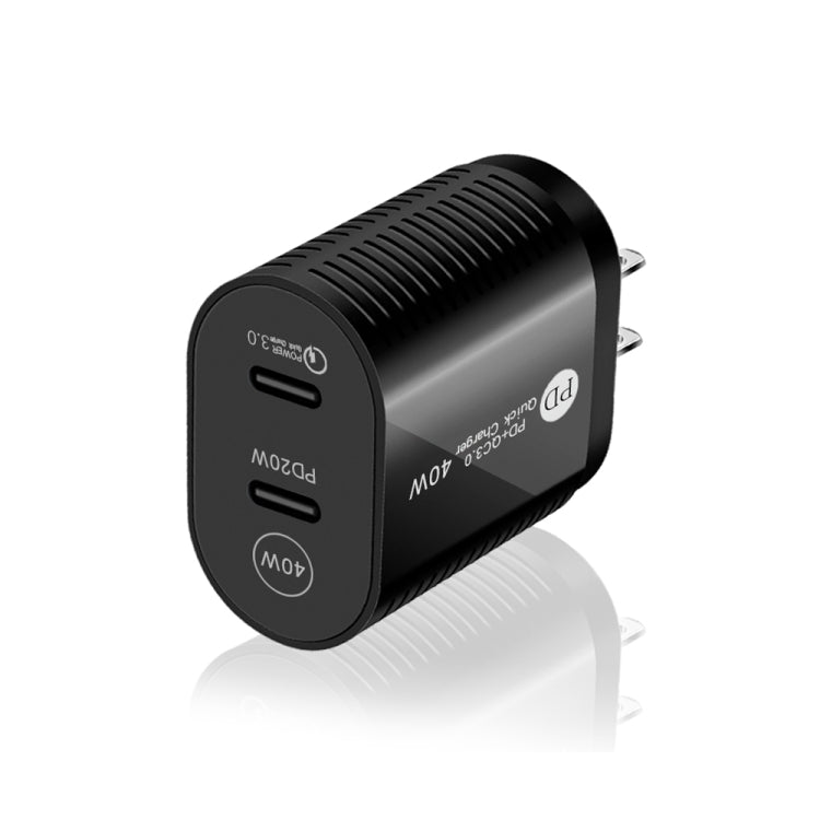 40W Dual Port PD / Type - C Fast Charger with Type - C to Type - C Data Cable, US Plug, US Plug + Type - C to Type - C Cable - ORIWHIZ