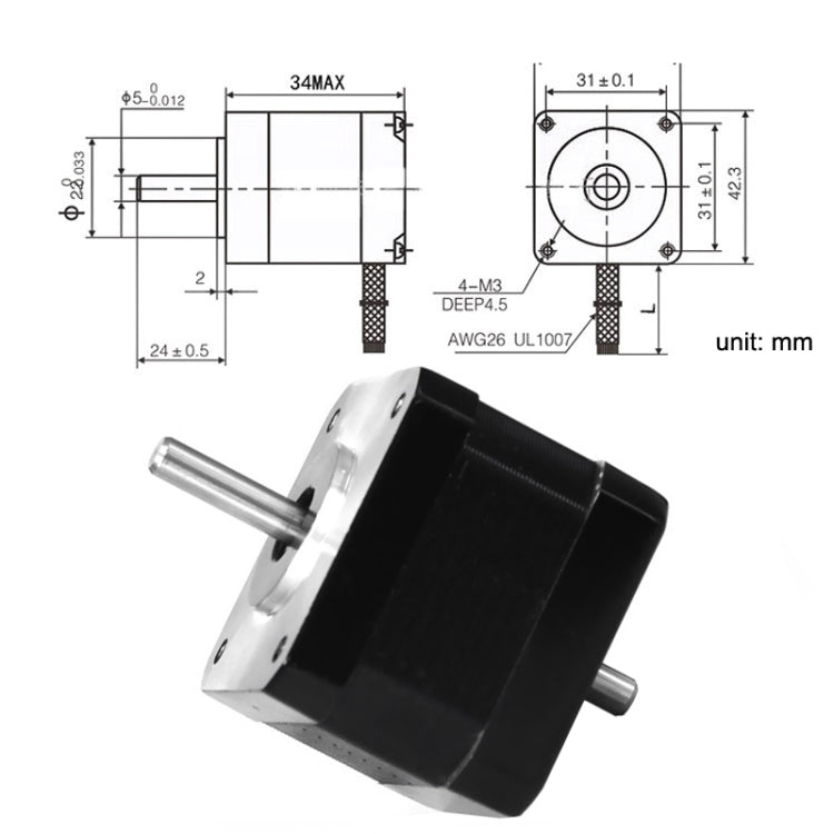 42BYGH34 - 1304B 1.3A 0.30N 3D Printer 42 - Step Moto Dual Output Shaft Carving Machine, 42BYGH34 - 1304B - ORIWHIZ