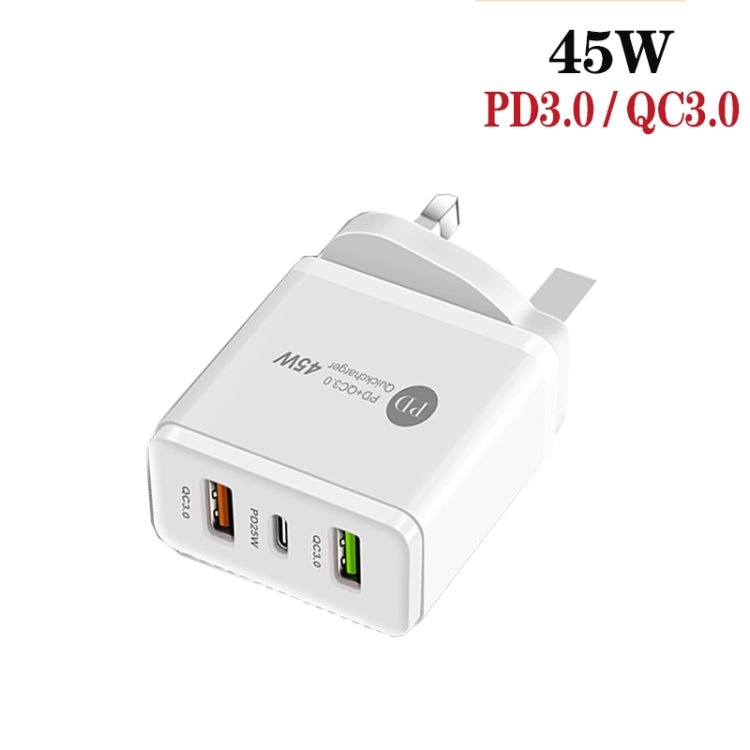 45W PD25W + 2 x QC3.0 USB Multi Port Charger with USB to Type - C Cable, UK Plug, UK Plug + USB to Type - C Cable - ORIWHIZ