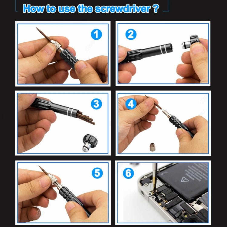 5 in 1 Gold Series Screwdriver Sets (T5 / T6 / 1.2 / 1.5 / 0.8), 5 in 1 - ORIWHIZ