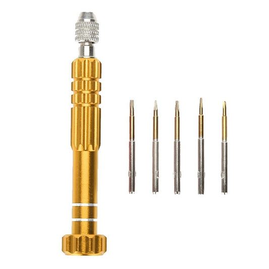 5 in 1 Gold Series Screwdriver Sets (T5 / T6 / 1.2 / 1.5 / 0.8), 5 in 1 - ORIWHIZ