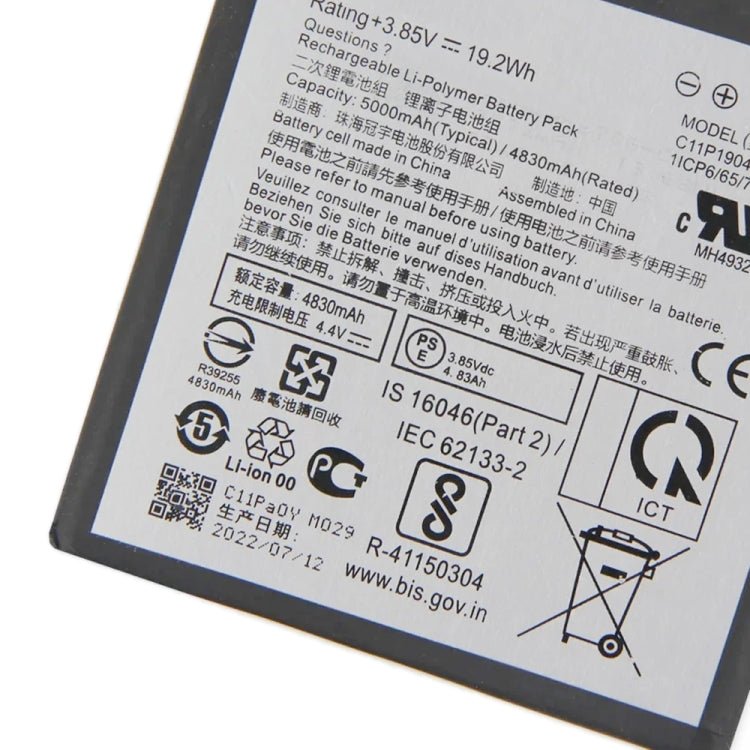 5000mAh Battery Replacement For ASUS Zenfone 7 / 7 Pro / 8 Flip ZS672KS ZS670KS ZS671KS C11P1904, For ASUS Zenfone 7 / 7 Pro / 8 Flip - ORIWHIZ