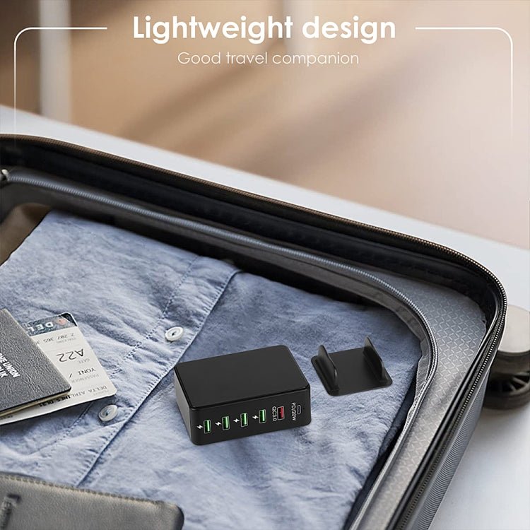 6 in 1 65W PD USB - C / Type - C + QC 3.0 USB + 4 USB Multi - port Travel Charger,, US Plug, EU Plug, UK Plug, AU Plug - ORIWHIZ