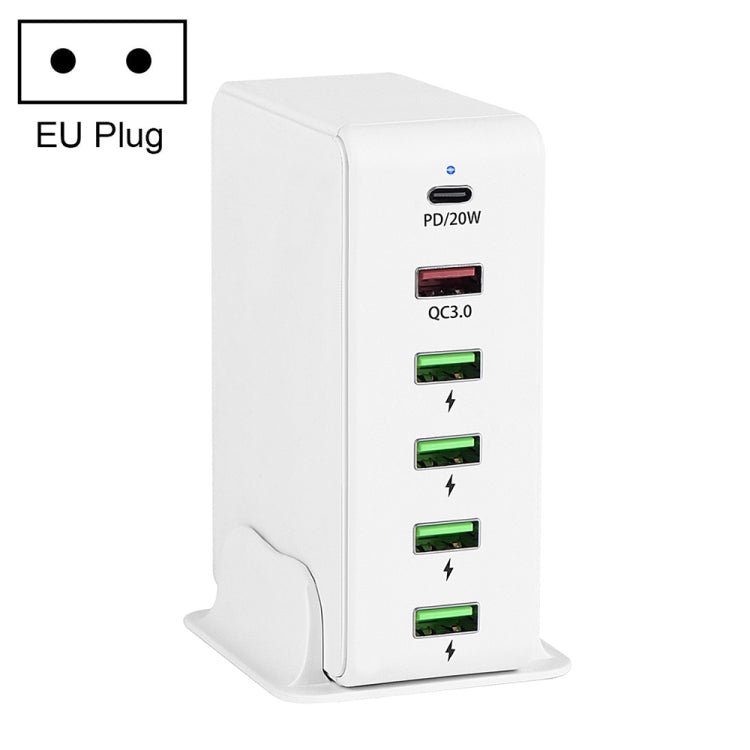 6 in 1 65W PD USB - C / Type - C + QC 3.0 USB + 4 USB Multi - port Travel Charger,, US Plug, EU Plug, UK Plug, AU Plug - ORIWHIZ