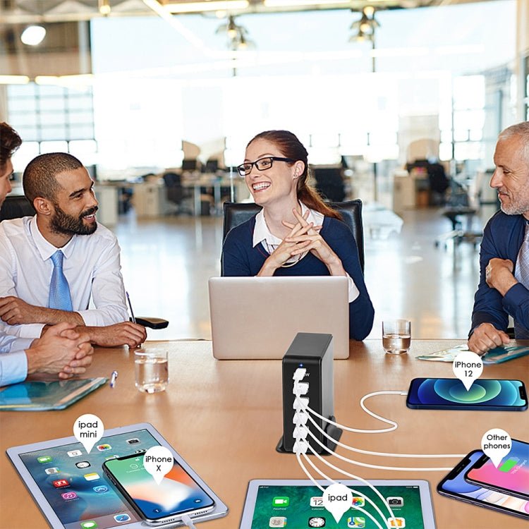 6 in 1 65W PD USB - C / Type - C + QC 3.0 USB + 4 USB Multi - port Travel Charger,, US Plug, EU Plug, UK Plug, AU Plug - ORIWHIZ