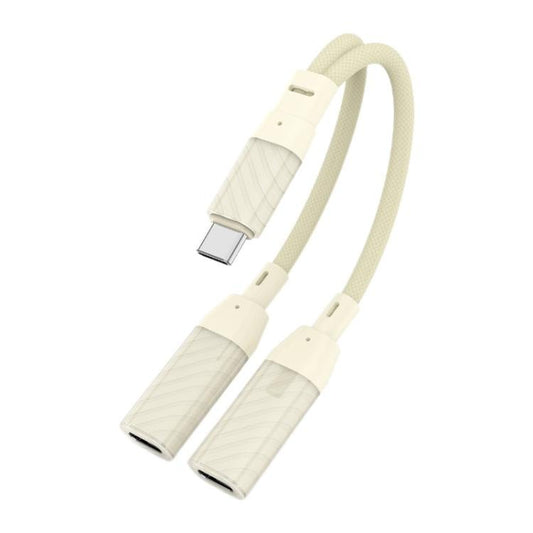 60W 2 in 1 Type - C to Dual Type - C Audio Adapter, Type - C to Dual Type - C - ORIWHIZ