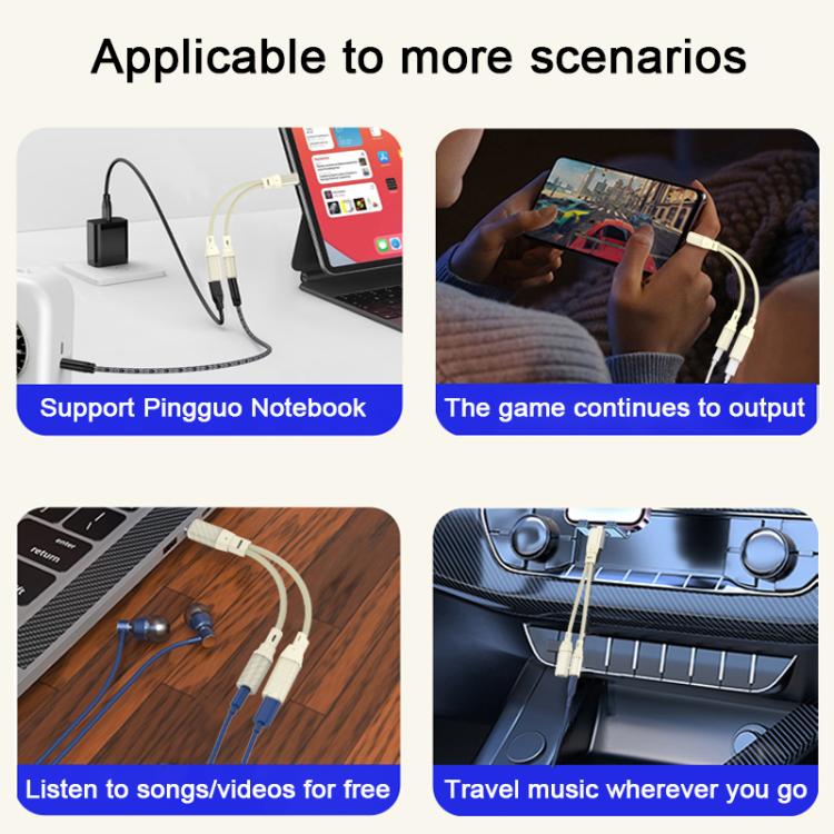 60W 2 in 1 Type - C to Type - C and 3.5mm Audio Adapter, Type - C to Type - C and 3.5mm - ORIWHIZ