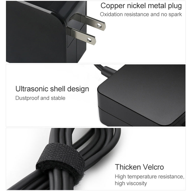 65W USB - C / Type - C Power Adapter Portable Charger for Laptops with Type - C Charging Cable, US Plug, 65W US Plug /Black - ORIWHIZ