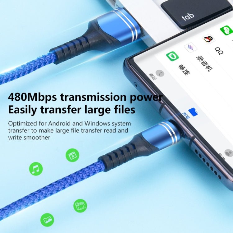 6A Woven Style USB Charging Cable, Cable Length: 1m, USB - C / Type - C, Micro USB, 8 Pin - ORIWHIZ