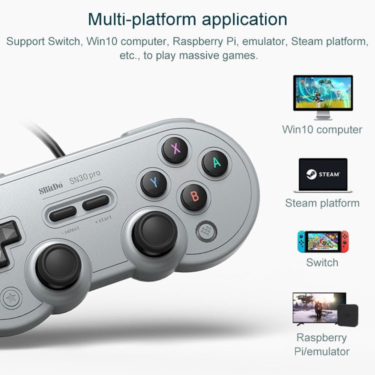 8Bitdo SN30 PRO USB Wired Gamepad Joystick for Swith / Steam / PC, SN30 PRO Wired(Grey) - ORIWHIZ8BitDoNintendo AccessoriesNintendo Accessories Gamepads