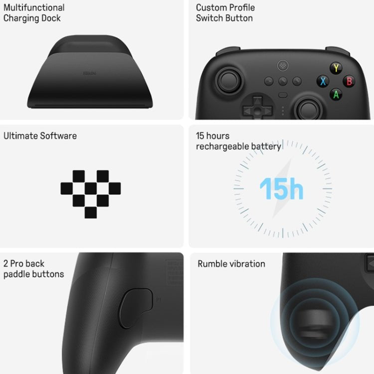 8BitDo Wireless 2.4G Gaming Controller With Charging Dock For PC / Windows 10 / 11 / Steam Deck, White, Black, Pink - ORIWHIZ8BitDoSteam Deck AccessoriesSteam Deck Accessories Other Accessories