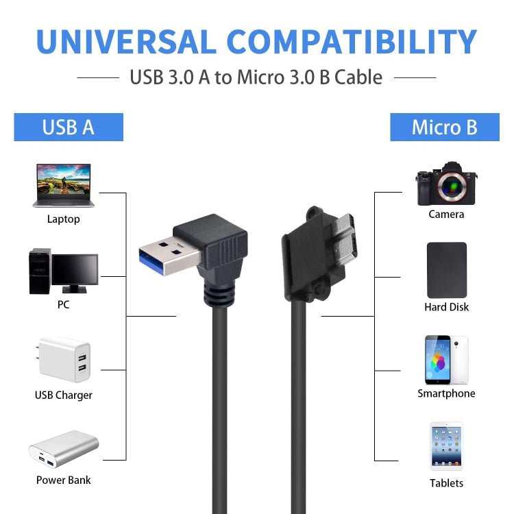 90 Degree USB 3.0 to Micro 3.0 Data Cable for Galaxy Note III / N9000, Length: 26cm - ORIWHIZ