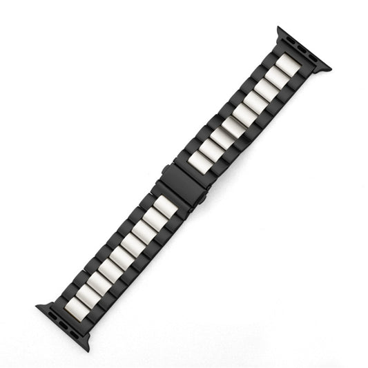 Für Apple Watch Series 10 42mm / 9&8&7 41mm / SE 3&SE 2&6&SE&5&4 40mm / 3&2&1 38mm Faltschließe 3-Glieder-Edelstahlarmband