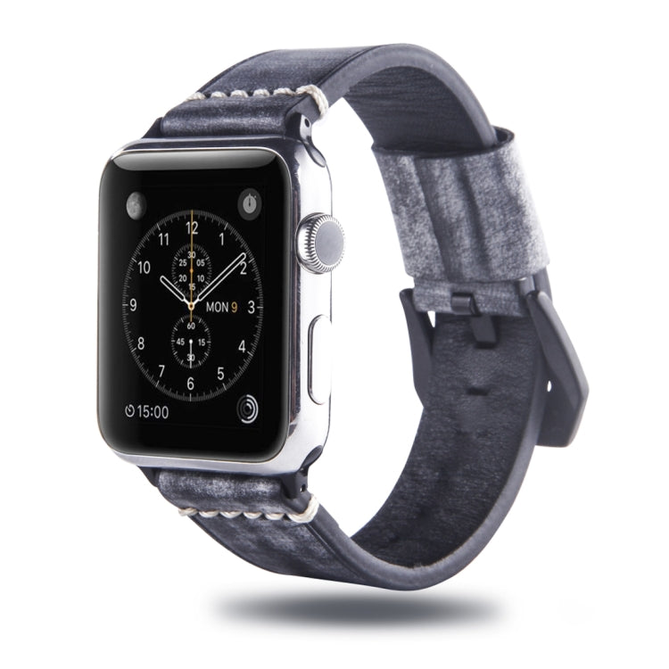 White Fog Wax Texture Top-grain Leather Strap for Apple Watch Series 10 42mm / 9&8&7 41mm / SE 3&SE 2&6&SE&5&4 40mm / 3&2&1 38mm