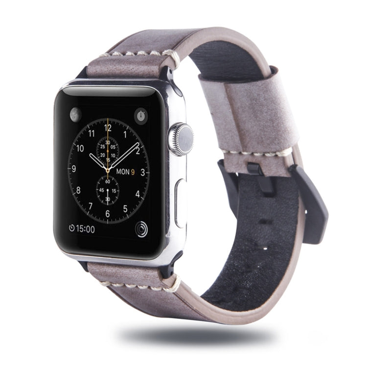 White Fog Wax Texture Top-grain Leather Strap for Apple Watch Series 10 42mm / 9&8&7 41mm / SE 3&SE 2&6&SE&5&4 40mm / 3&2&1 38mm