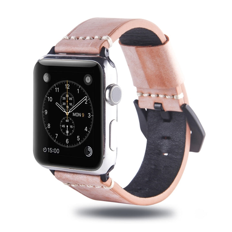 White Fog Wax Texture Top-grain Leather Strap for Apple Watch Series 10 42mm / 9&8&7 41mm / SE 3&SE 2&6&SE&5&4 40mm / 3&2&1 38mm