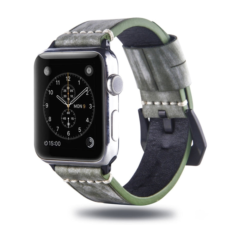 White Fog Wax Texture Top-grain Leather Strap for Apple Watch Series 10 42mm / 9&8&7 41mm / SE 3&SE 2&6&SE&5&4 40mm / 3&2&1 38mm