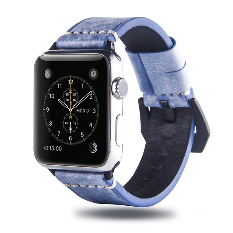 White Fog Wax Texture Top-grain Leather Strap for Apple Watch Series 10 42mm / 9&8&7 41mm / SE 3&SE 2&6&SE&5&4 40mm / 3&2&1 38mm