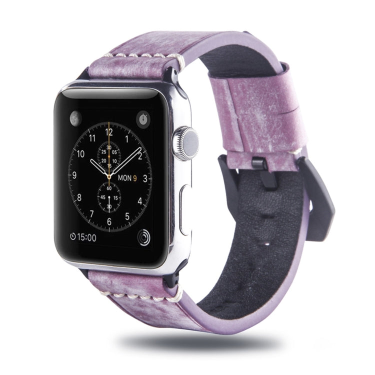 White Fog Wax Texture Top-grain Leather Strap for Apple Watch Series 10 42mm / 9&8&7 41mm / SE 3&SE 2&6&SE&5&4 40mm / 3&2&1 38mm