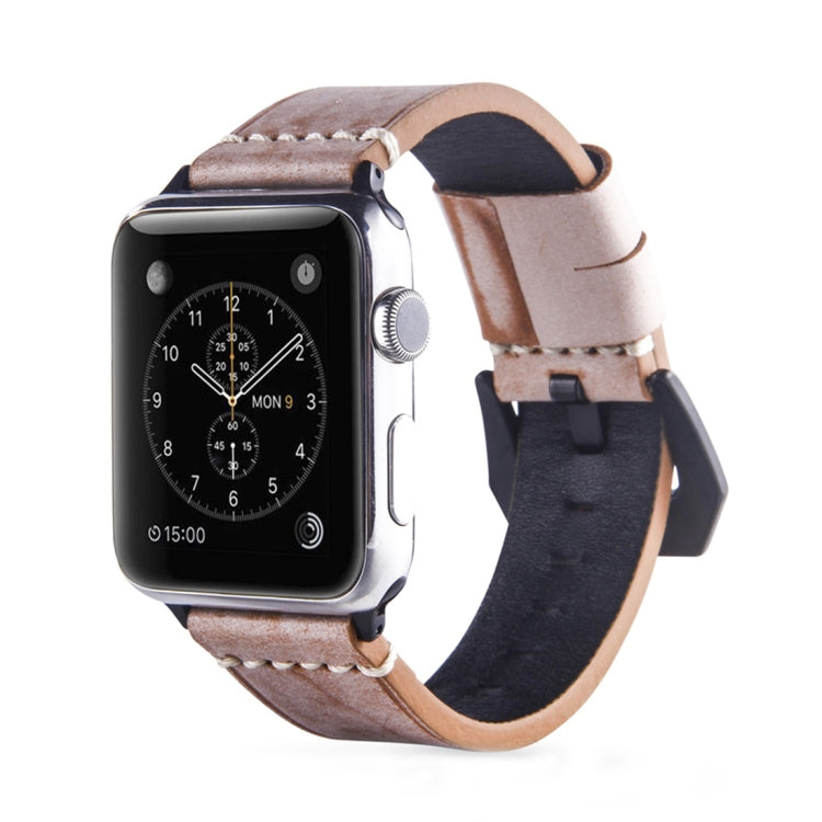 White Fog Wax Texture Top-grain Leather Strap for Apple Watch Series 10 42mm / 9&8&7 41mm / SE 3&SE 2&6&SE&5&4 40mm / 3&2&1 38mm