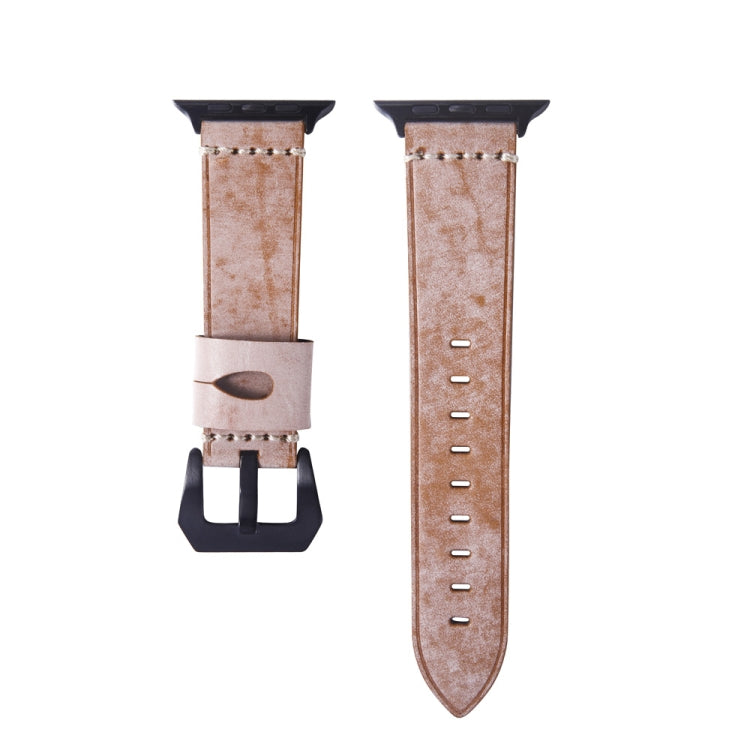 White Fog Wax Texture Top-grain Leather Strap for Apple Watch Series 10 42mm / 9&8&7 41mm / SE 3&SE 2&6&SE&5&4 40mm / 3&2&1 38mm