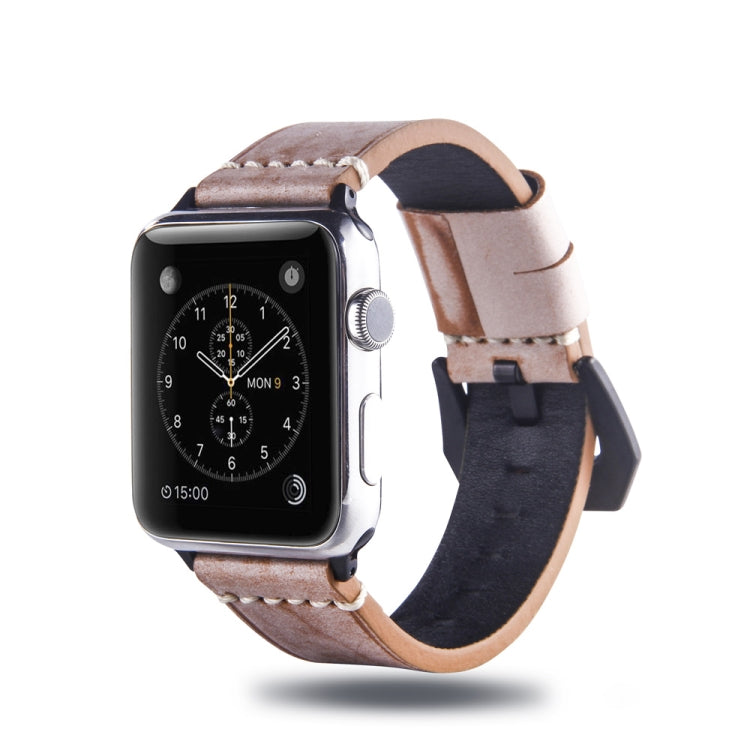 White Fog Wax Texture Top-grain Leather Strap for Apple Watch Series 10 42mm / 9&8&7 41mm / SE 3&SE 2&6&SE&5&4 40mm / 3&2&1 38mm