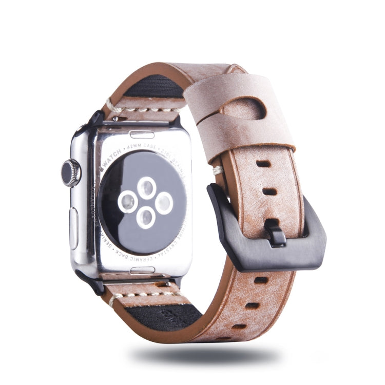 White Fog Wax Texture Top-grain Leather Strap for Apple Watch Series 10 42mm / 9&8&7 41mm / SE 3&SE 2&6&SE&5&4 40mm / 3&2&1 38mm