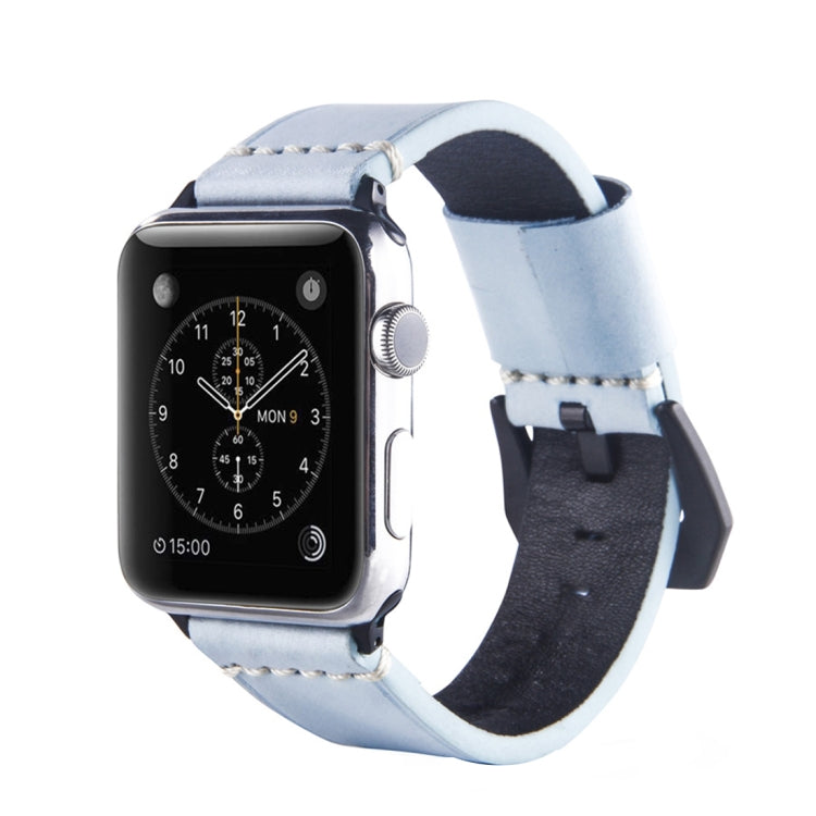 White Fog Wax Texture Top-grain Leather Strap for Apple Watch Series 10 42mm / 9&8&7 41mm / SE 3&SE 2&6&SE&5&4 40mm / 3&2&1 38mm