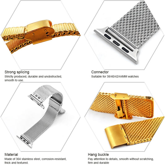 304 Stainless Steel Milanese Watch Band with Connector For Apple Watch Series 10 42mm / 9&8&7 41mm / SE 3&SE 2&6&SE&5&4 40mm / 3&2&1 38mm, For Apple Watch Series 7  41mm / & 6 & SE & 5 & 4 40mm