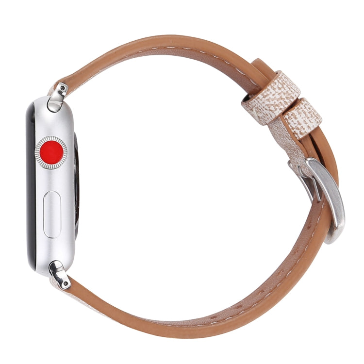 For Apple Watch Ultra 49mm&Watch Ultra 2 49mm / Series 10 46mm / 9&8&7 45mm / SE 3&SE 2&6&SE&5&4 44mm / 3&2&1 42mm Simple Fashion Genuine Leather Cowboy Pattern Watch Band, 42mm